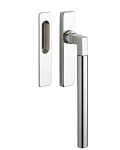 Hebe-Schiebetürbeschlag Bauhaus HSG 214-020 MPN PVD Nickel poliert, Drehgriff für Hebe-Schiebe-Türen inkl. Griffmuschel außen Ohne PZ Lochung