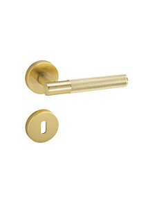 Türbeschlag TITAN 07 CROSS CUT – Türklinke mit Diamant Cut in MM Messingfarben matt – BB / PZ / WC-Bad