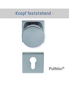 Zylindrischer Türknopf gerade auf Quadratrosette | mit PZ-Rosette | feststehend Edelstahl poliert Scoop Zylindrischer Türknopf gerade auf Quadratrosette | mit PZ-Rosette | feststehend Edelstahl poliert Scoop