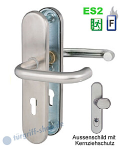 Sicura Paula Schutzgarnitur FS Drücker/Drücker PZ 9/92mm ES2+EN179 Edelstahl matt Südmetall - mit Kernziehschutz