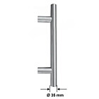 Stossgriff 1089ES mit Sonderbohrabstand, Griff-Ø 35 mm, gerade Stütze, variabel bis 1500 mm Länge Edelstahl matt Spitzer - gerade Stütze