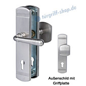 Sicura Scarlet Schutzgarnitur Griffplatte/Drücker Robusta Edelstahlfarbig matt Südmetall Sicura Scarlet Schutzgarnitur Griffplatte/Drücker Robusta Edelstahlfarbig matt Südmetall
