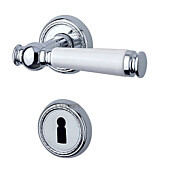 Sanssouci R Rosettengarnitur Chrom/Weiss von Jatec Sanssouci R Rosettengarnitur Chrom/Weiss von Jatec
