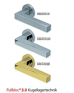 1002 Rosettengarnitur Pullbloc 3.0 Edelstahl oder PVD Messing von Scoop