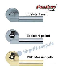 1016 (Bauhaus) Rosettengarnitur Pullbloc Edelstahl o. Messing Scoop