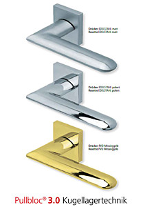 1021 Quadrat-Rosettengarnitur Pullbloc 3.0 in Edelstahl oder PVD Messing Scoop