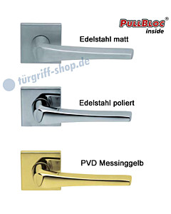 1026 Quadratrosettengarnitur PullBloc in Edelstahl oder Messing Scoop