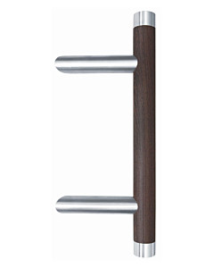 Stoßgriff 1089H-Kurz | Ø 32 mm | schräge Stützen | Edelstahl matt mit Holzeinlage | Spitzer