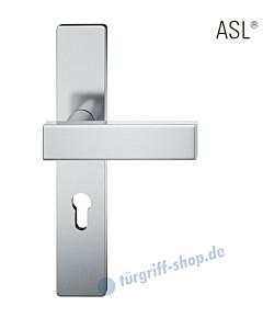 12-1410 Halbgarnitur, eckiges Langschild ASL® mit Drücker 1003 in Edelstahl feinmatt von FSB