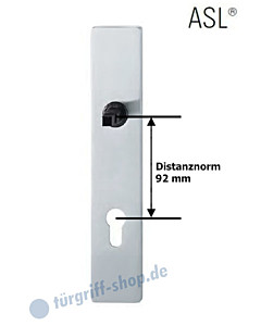 12-1410 eckiges Langschild ASL® mit PZ-Lochung, 92mm, Vierkantaufnahme 8 mm, Edelstahl feinmatt FSB