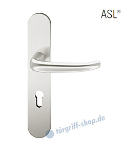 12-1418 Halbgarnitur, ovales Langschild ASL® mit Drücker 1023, Vierkantaufnahme 8 mm, Alu naturfarbig eloxiert FSB