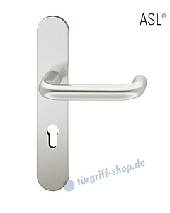 12-1418 Halbgarnitur, ovales Langschild ASL® mit Drücker 1070, Vierkantaufnahme 8 mm, Alu naturfarbig eloxiert FSB