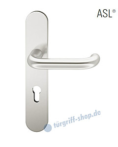 12-1418 Halbgarnitur, ovales Langschild ASL® mit Drücker 1146, Vierkantaufnahme 8 mm, Alu naturfarbig eloxiert FSB