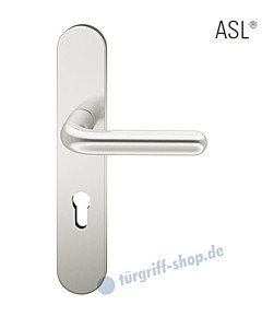 12-1418 Halbgarnitur, ovales Langschild ASL® mit Drücker 1147, Vierkantaufnahme 8 mm, Alu naturfarbig eloxiert FSB