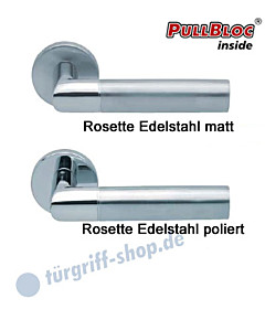 1212 Rosettengarnitur PullBloc Edelstahl matt oder poliert Scoop