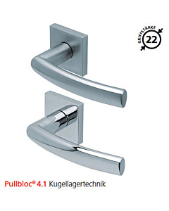 2003 quadratische Rosettengarnitur Pullbloc® 4.1 Kugellagertechnik in Edelstahl matt oder poliert von Scoop 