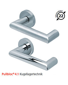 2009 Rosettengarnitur Pullbloc® 4.1 Kugellagertechnik in Edelstahl matt oder poliert von Scoop 