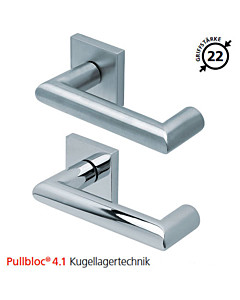 2009 quadratische Rosettengarnitur Pullbloc® 4.1 Kugellagertechnik in Edelstahl matt oder poliert von Scoop 