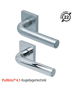 2100 quadratische Rosettengarnitur Pullbloc® 4.1 Kugellagertechnik in Edelstahl matt oder poliert von Scoop 