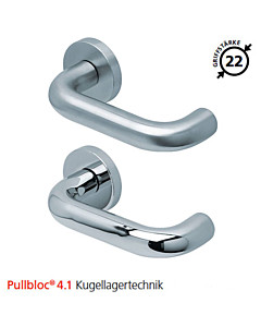 2104 Rosettengarnitur Pullbloc® 4.1 Kugellagertechnik in Edelstahl matt oder poliert von Scoop 