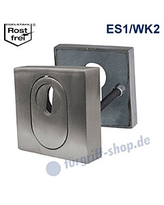 Schutzrosettenpaar Square BASIC ES1 mit KZS Edelstahl matt Südmetall