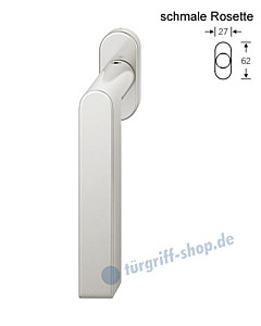 Fenstergriff FSB 34-1001 schmale ovale Rosette 27x62mm | nicht abschließbar Alu F1 natureloxiert