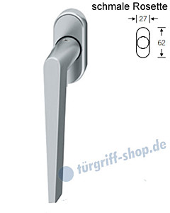 Fenstergriff FSB 34-1005 schmale ovale Rosette 27x62mm | nicht abschließbar Edelstahl feinmatt