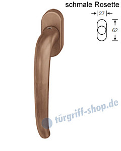 Fenstergriff FSB 34-1023 schmale ovale Rosette 27x62mm | nicht abschließbar Bronze