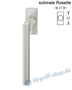 Fenstergriff FSB 34-1035 schmale eckige Rosette 27x62mm | nicht abschließbar Alu F1 natureloxiert