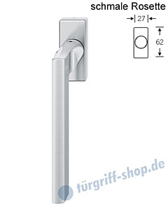 Fenstergriff FSB 34-1035 schmale eckige Rosette 27x62mm | nicht abschließbar Edelstahl feinmatt