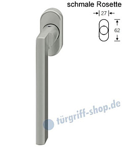 Fenstergriff FSB 34-1035 schmale ovale Rosette 27x62mm | nicht abschließbar Alu F1 natureloxiert