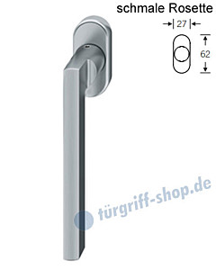 Fenstergriff FSB 34-1035 schmale ovale Rosette 27x62mm | nicht abschließbar Edelstahl feinmatt