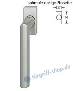 Fenstergriff FSB 34-1076 schmale eckige Rosette 27x62mm | nicht abschließbar Alu F1 natureloxiert