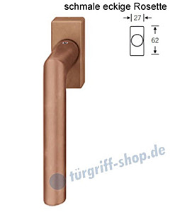 Fenstergriff FSB 34-1076 schmale eckige Rosette 27x62mm | nicht abschließbar Bronze