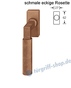 Fenstergriff FSB 34-1102 schmale eckige Rosette 27x62mm | nicht abschließbar Bronze