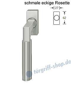 Fenstergriff FSB 34-1102 schmale eckige Rosette 27x62mm | nicht abschließbar Edelstahl feinmatt