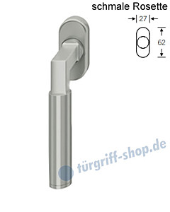 Fenstergriff FSB 34-1102 schmale ovale Rosette 27x62mm | nicht abschließbar Alu F1 natureloxiert