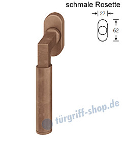 Fenstergriff FSB 34-1102 schmale ovale Rosette 27x62mm | nicht abschließbar Bronze hell patiniert gewachst