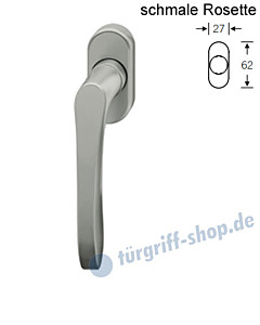 Fenstergriff FSB 34-1106 schmale ovale Rosette 27x62mm | nicht abschließbar Alu F1 natureloxiert