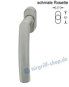 Fenstergriff FSB 34-1107 schmale ovale Rosette 27x62mm | nicht abschließbar Alu F1 natureloxiert