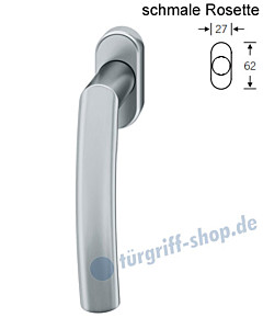 Fenstergriff FSB 34-1107 schmale ovale Rosette 27x62mm | nicht abschließbar Edelstahl feinmatt