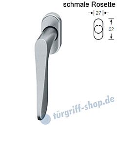 Fenstergriff FSB 34-1144 schmale ovale Rosette 27x62mm | nicht abschließbar Edelstahl feinmatt