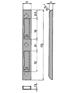 U-Profil-Schließblech 4-501-20N Falztüren Eisen vernickelt matt