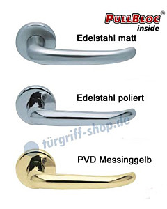 1103 (Dragon) Rosettengarnitur PullBloc Edelstahl o. Messing Scoop