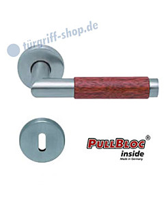 1X74 (Chiara) Merbau Rosettengarnitur PullBloc Edelstahl matt Scoop