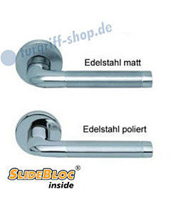 1101 (Duo) Rosettengarnitur SlideBloc Edelstahl poliert oder matt Scoop