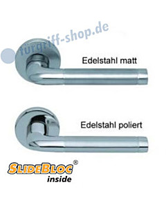 1101 (Duo) Rosettengarnitur SlideBloc Edelstahl poliert oder matt Scoop 