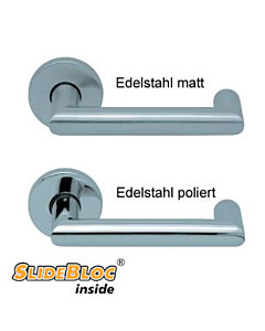 1009 (Thema U) Rosettengarnitur SlideBloc Edelstahl matt oder poliert Scoop