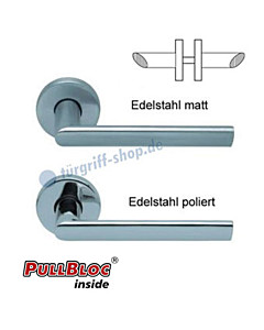 1109 (Jade II) Rosettengarnitur PullBloc Edelstahl matt o. poliert Scoop