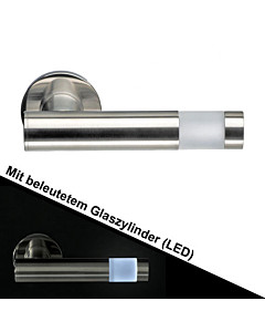 Haustürdrücker 563B/6 mit beleuchtetem Zylinder (LED) Edelstahl matt Schneider + Fichtel